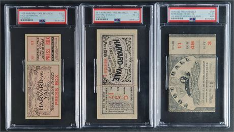 1915-1936 USC/Notre Dame/Harvard/Yale Ticket PSA Graded Lot (3)