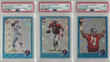 1993 C E Elway Prisms Graded Lot (3) John Elway all PSA 9 MINT