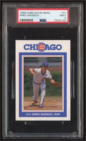 1988 Cubs David Berg #31 Greg Maddux PSA 9 MINT