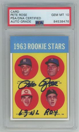 Reprint of 1963 Topps Pete Rose Autograph PSA 10 Auto w/ "63 NL ROY" Inscription