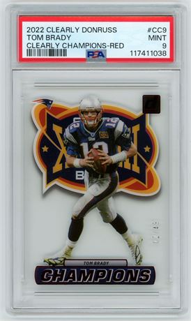 2022 Clearly Donruss Tom Brady Clearly Champions Red 2/49 PSA 9 MINT