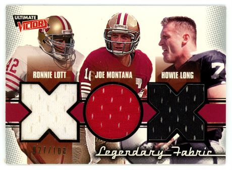 2000 Upper Deck Ultimate Victory 27/100 Lott/Montana/Long Legendary Fabric