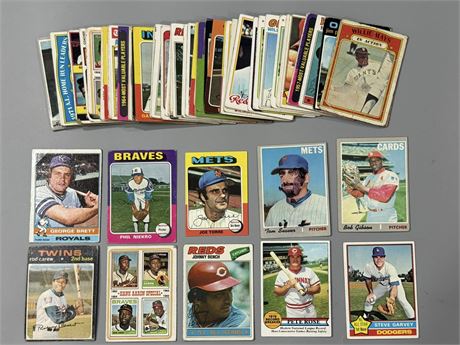 1970-1979 Topps Baseball Star/HOF Low Grade Lot (69)