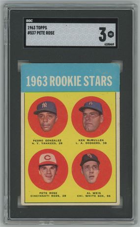 1963 Topps #537 Pete Rose RC SGC 3 VG Nicely Centered
