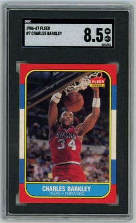 1986 Fleer #7 Charles Barkley RC SGC 8.5 NMMT+