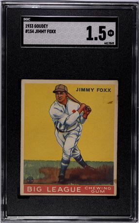 1933 Goudey #154 Jimmy Fox RC SGC 1.5 FAIR