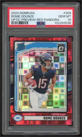 2024 Optic Preview #309 Rome Odunze Rated Rookie Red Pandora PSA 10