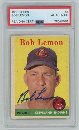 1958 Topps #2 Bob Lemon Auto PSA Authentic