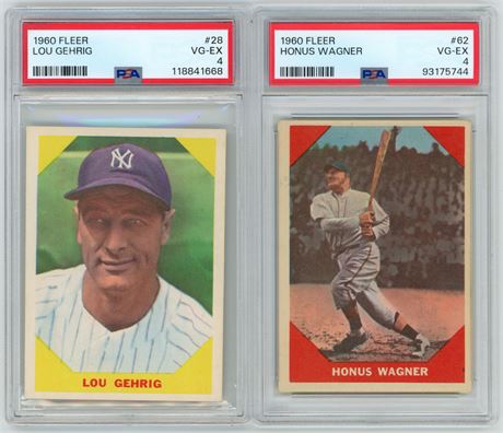 1960 Fleer Baseball PSA Graded Lot (2) w/ Wagner, and Gehrig