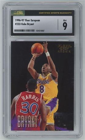 1996 Fleer European #233 Kobe Bryant RC CSG 9 MINT