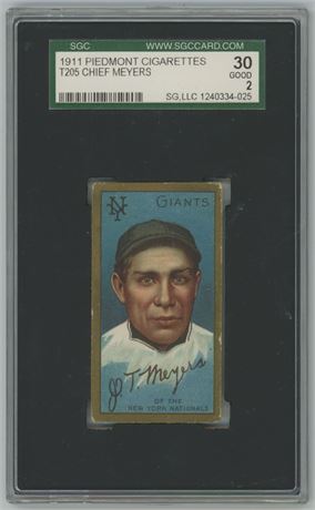 1911 T205 Piedmont Chief Meyers SGC 2 GOOD Nice Centering
