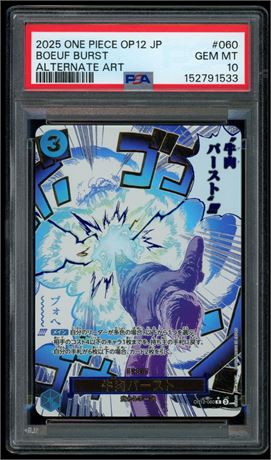 2025 One Piece OP12 JP #060 Boeuf Burst Alternate Art PSA 10 GEM MINT