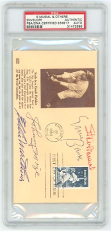 1983 Musial, Banks, Mathews, Mize Autographed Envelope