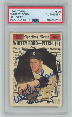 1961 Topps #586 Whitey Ford All-Star Hi # Autograph PSA Authentic