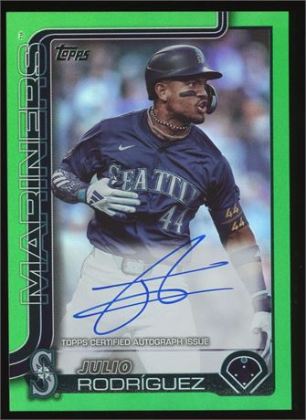 2025 Topps Series 1 #266 Julio Rodriguez Green Foil 25/99 Auto