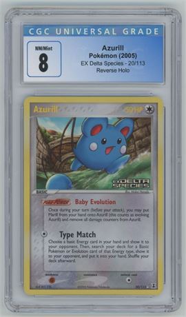 2005 Pokémon EX Delta Species Azurill Reverse Holo CGC 8 NMMT