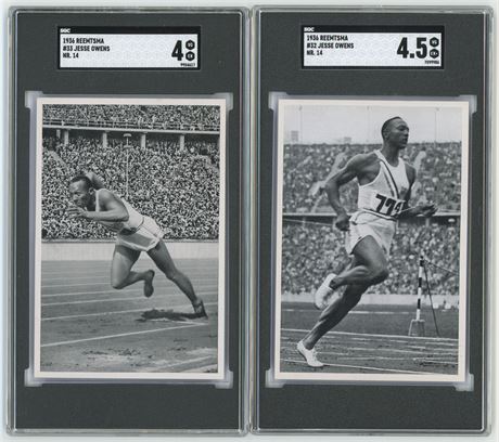 1936 Reemtsma NR 14 Jesse Owens SGC Graded Lot (2)
