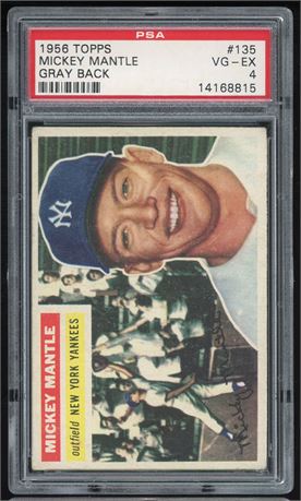 1956 Topps #135 Mickey Mantle Gray Back PSA 4 VGEX Nice Centering