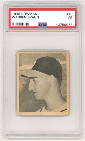 1948 Bowman #18 Warren Spahn RC PSA 3 VG