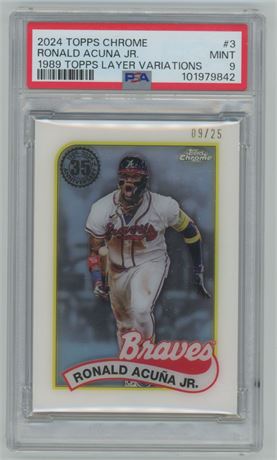 2024 Topps Chrome #3 1989 Topps Layer Variations Ronald Acuna Jr 9/25 PSA 9 MINT