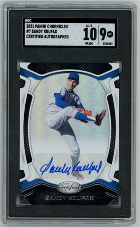 2021 Panini Chronicles #7 Sandy Koufax Certified Auto SGC 9 Auto 10