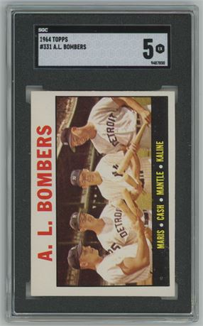 1964 Topps #331 AL Bombers Maris/Cash/Mantle/Kaline SGC 5 EX