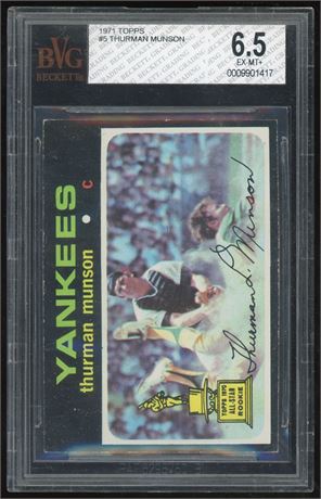 1971 Topps #5 Thurman Munson BVG 6.5 EXMT+ CENTERED