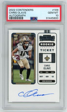 2022 Contenders #109 Chris Olave Rookie Ticket On Card Auto PSA 10 GEM MINT