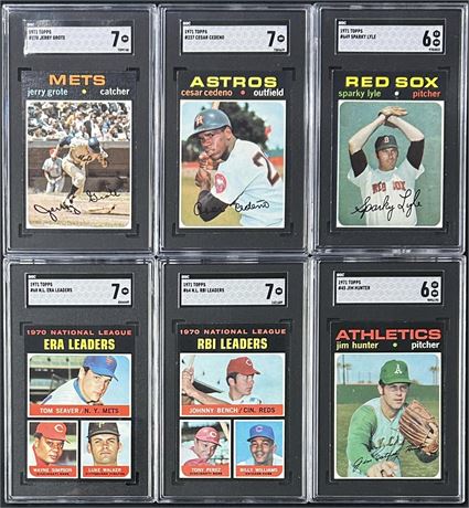 1971 Topps Baseball SGC 6-7 Graded Lot (6) w/ Stars
