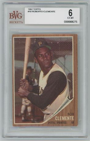 1962 Topps #10 Roberto Clemente BVG 6 EXMT