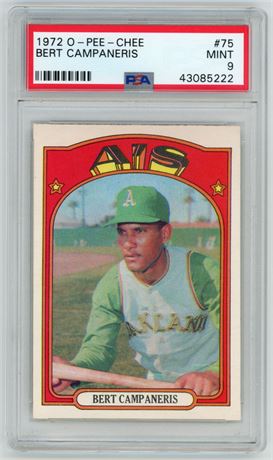 1972 O-Pee-Chee #75 Bert Campaneris PSA 9 MINT Pop 3 Highest Stellar