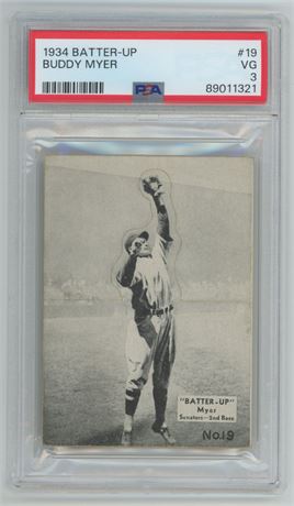 1934 Batter-Up #19 Buddy Myer PSA 3 VG