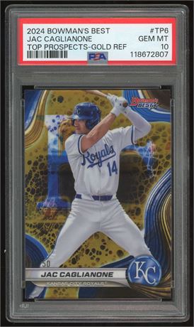 2024 Bowman's Best Jac Caglianone RC Top Prospects Gold Refractor 29/50 PSA 10
