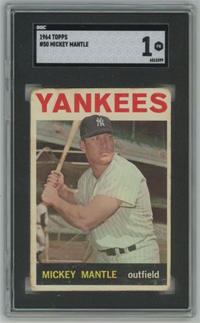 1964 Topps #50 Mickey Mantle SGC 1 POOR