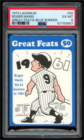 1972 Laughlin #50 Roger Maris Great Feats-Blue Border PSA 6 EXMT