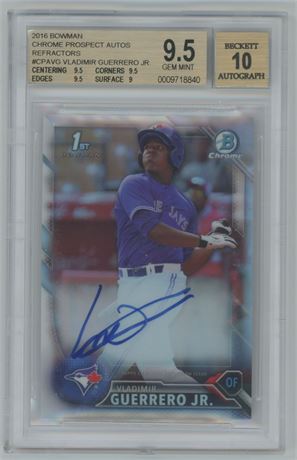 2016 Bowman Chrome Prospect Autos Vladimir Guerrero Jr Ref 196/499 BGS 9.5/10