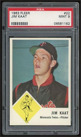 1963 Fleer #22 Jim Kaat PSA 9 MINT Only 2 Higher Nicely Centered