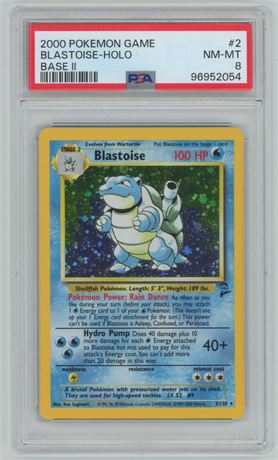 2000 Pokemon Game #2 Blastoise-Holo Base II PSA 8 NM