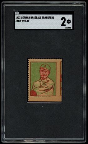 1923 German Baseball Transfers Zack Wheat SGC 2