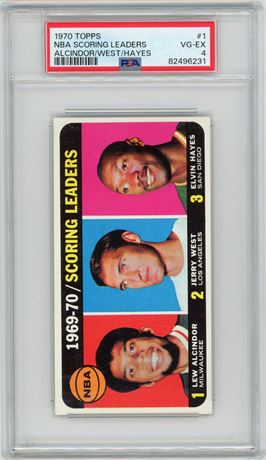 1970 Topps #1 NBA Scoring Leaders Jabbar/West/Hayes PSA 4 VGEX