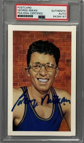 1992 Center Court George Mikan Signed Postcard /10,000 PSA Authentic Auto