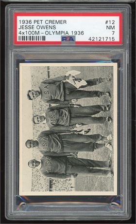 1936 Pet Cremer #12 Jesse Owens RC 4x100M Olympia 1936 PSA 7 NM