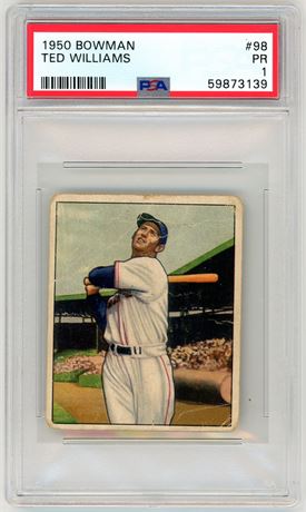 1950 Bowman #98 Ted Williams PSA 1 POOR