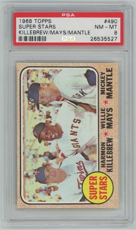 1968 Topps #490 Super Stars Killebrew/Mays/Mantle PSA 8 NMMT