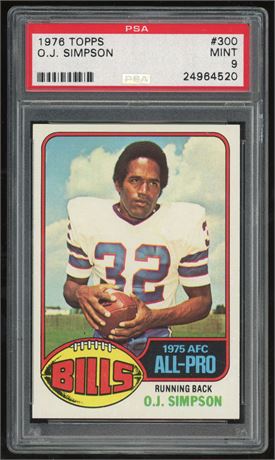 1976 Topps #300 OJ Simpson PSA 9 MINT