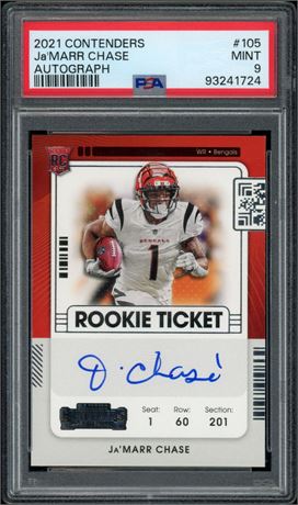 2021 Panini Contenders #105 Ja'Marr Chase RC Auto PSA 9 MINT
