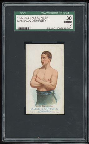 1887 N28 Allen & Ginter Jack Dempsey RC SGC 2 GOOD