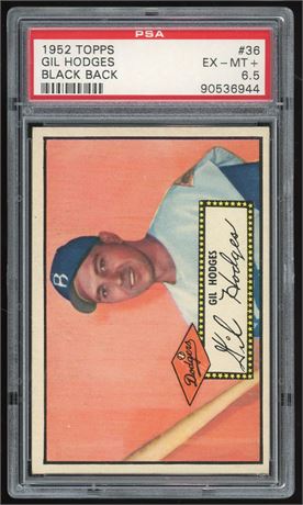 1952 Topps #36 Gil Hodges Black Back PSA 6.5 EXMT+