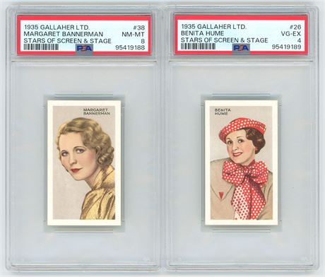 1935 Gallaher Ltd Stars of Screen & Stage PSA Graded Lot (2)