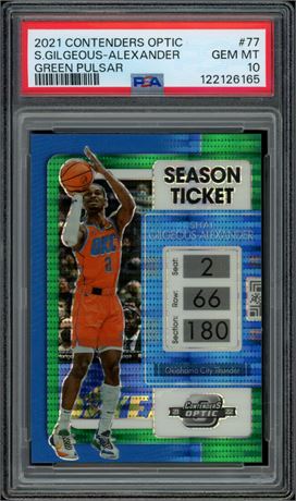 2021 Contenders Optic #77 Shai Gilgeous-Alexander Green Pulsar 12/25 PSA 10